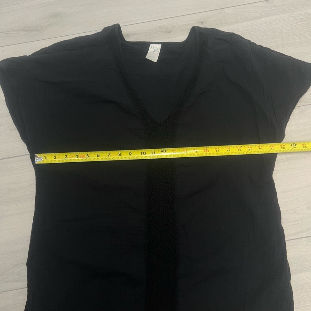 KOL SOL Women's V-Neck Swimsuit Cover Up Black Sz L - Picture 7 of 7